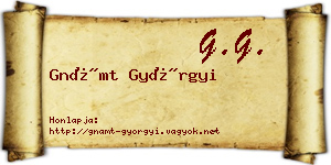 Gnámt Györgyi névjegykártya
